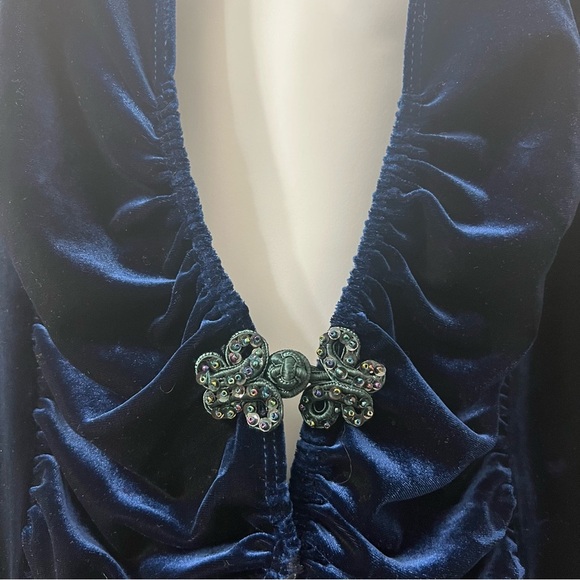 Grace Elements Blue Velvet Duster Cardigan Medium Whimsigoth Fairy Grunge Witchy - Picture 4 of 9